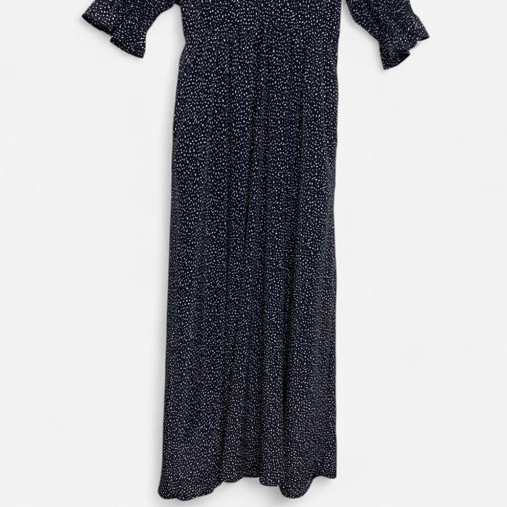 Melloday Black White Pebble Polka Dot Maxi Dress XS Cottagecore Boho - Picture 3 of 12